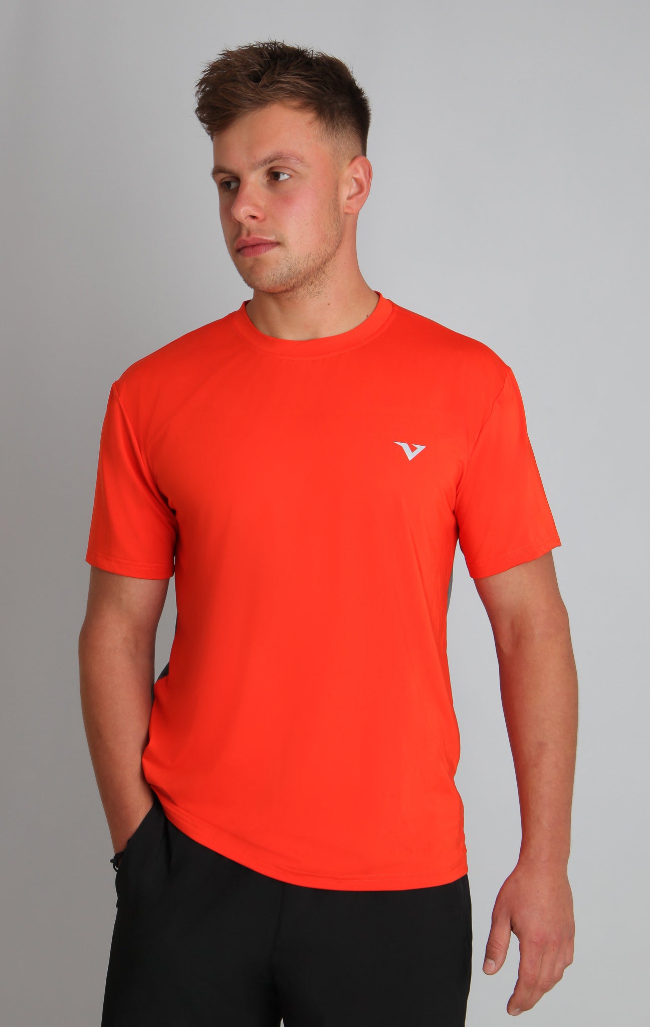 HexFlow™ T-shirt - Blood Orange/Grey